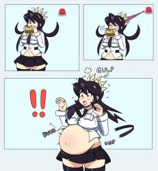 belly_bulge belly_expansion belly_inflation bloated bloated_belly bloated_stomach filia_(skullgirls) force_feeding lewdy-spaghette skullgirls stuffed_belly