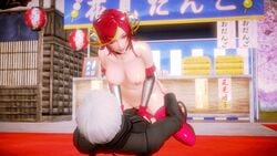 3d animated big_breasts gaia_(warriors_orochi) gif gloves pink_hair short_hair stockings warriors_orochi