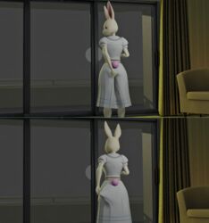 3d 4k beastars black_eyes blender glitch02 haru_(beastars) hotel hotel_room rabbit wedgie white_clothing white_fur