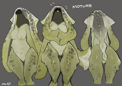 1girls anthro areolae ass bebebebebe breasts countershading female female_only green_body grey_background hi_res inverted_nipples marine nipples nude nude_female obscured_face pussy solo solo_female suckers tentacle tentacle_arms thick_thighs