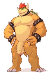 1boy 3_toes 4_fingers anthro balls bara bedroom_eyes belly belly_bulge biceps biped bowser bowser_day bulge chubby claws dilf drawthread_request edit flaccid flaccid_penis foreskin genitals green_face green_skin hands_on_hips happy horns jrjresq looking_at_viewer male male_focus male_only mario_(series) moobs multicolored_body muscles muscular_arms muscular_legs muscular_male narrowed_eyes nintendo no_nipples pecs penis red_eyebrows red_eyes red_hair reptile reptile_humanoid scalie seductive seductive_eyes seductive_look seductive_smile sharp_claws shell short_tail slightly_chubby smiling smiling_at_viewer solo spiked_bracelet spiked_collar spikes spikes_(anatomy) spiky_hair spiky_shell tagme tail testicles thick_eyebrows uncut yellow_body yellow_skin