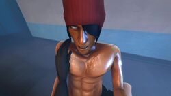 1boy 1girls 3d abs animated beanie breasts female_pov groping_pecs long_hair looking_at_viewer male muscles naughty_face no_sound pecs scout sex source_filmmaker sweat taker_pov team_fortress_2 toned twink video