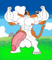 background balls big_balls big_penis domestic_cat epic_games feet fortnite gay happy male male_only meowscles_(fortnite) muscles naked nipples penis srosseen tail tattoo