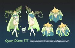 antlers big_breasts character_sheet cleavage dazol flower flower_in_hair green_eyes green_hair high_heels huge_breasts jewelry leotard lipstick original original_character reference_image reference_sheet stockings tagme very_long_hair