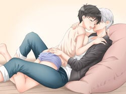 big_ass big_breasts canon_couple genderswap_(mtf) groping katsuki_yuuri rule_63 viktor_nikiforov yuri!!!_on_ice