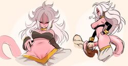 1futa 1girls 2010s android_21 areolae big_penis black_sclera blue_eyes breasts brown_hair clothed clothing collage color dark_persona dragon_ball dragon_ball_fighterz dual_persona duo female futa_on_female futanari glasses human humanoid humanoid_penis irrumatio kanel light-skinned_female light_skin long_ears long_hair majin majin_android_21 nude oral pale_skin partially_clothed penis pink_skin pointy_ears pussy red_eyes sex sketch solo standing tail white_hair