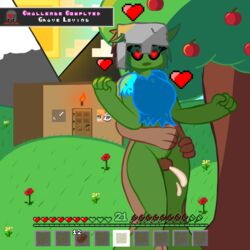 1boy 1girls minecraft steve_(minecraft) tree zazimations zombie zombie_girl_(minecraft)