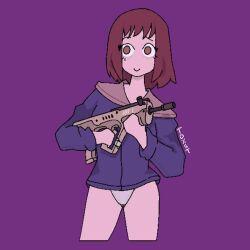 flcl holding_gun mamimi_samejima panties panty_bulge smiling standing toast2toasty white_panties