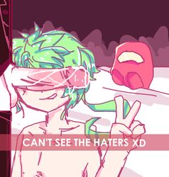 1boy 1girls among_us cant_see_the_haters crewmate_(among_us) dick english_text erection green_hair impostor_(among_us) kimi_ga_shine light-skinned_female light-skinned_male meister_(your_turn_to_die) meme midori_(your_turn_to_die) penis plushie text xd your_turn_to_die yttd