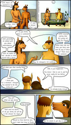 absurd_res anthro chapter_3 confusedraven dialogue equid equine erection father female furniture genitals hi_res horse male male/female mammal morning mother page_4 parent penis sofa son throbbing_penis