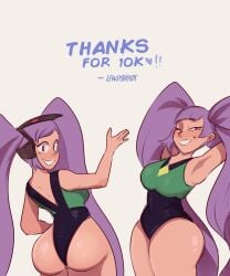 1girls big_ass big_breasts crossover entrapta female lewdshock peridot_(steven_universe)_(cosplay) pigtails pink_skin purple_hair she-ra_and_the_princesses_of_power steven_universe tagme thick_thighs