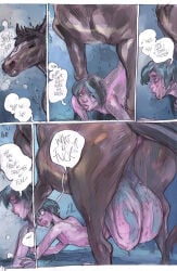 8bitcruton absurd_res alternative_fashion balls bestiality bodily_fluids body_part_transformation breasts cock_transformation comic cum english_text equid equine female feral genital_fluids genitals hi_res horse mamabliss mammal moan nude penis pixie precum punk sex surprised text transformation transformation_sequence vulva