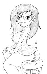 disney female female_only human innocenttazlet kim_possible kimberly_ann_possible monochrome pussy solo straight_hair tagme