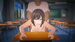 1boy 1girls 3d animated bouncing_breasts breasts classroom creampie cum cum_in_pussy cum_inside doggy_style female from_behind nipples penetration penis project_sekai sedes sex sex_from_behind shinonome_ena ugoira