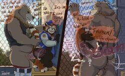 absurd_res against_fence against_surface against_wall ailurid alley alley_sex anal anal_orgasm anal_penetration anthro anthro_on_anthro anthro_penetrated anthro_penetrating anthro_penetrating_anthro aroused aroused_by_another aroused_face aroused_male aroused_smile back_muscles backsack backwards_baseball_cap backwards_cap backwards_hat balls barazoku baseball_cap bear ben_bigger biceps big_muscles black_clothing black_eyes black_jacket black_shirt black_tank_top black_topwear blue_baseball_cap blue_bottomwear blue_clothing blue_eyes blue_hat blue_headwear blue_jeans blue_pants bodily_fluids bottomless bottomless_anthro bottomless_male bottomwear bottomwear_around_legs bottomwear_down breath brown_body brown_fur butt chain chain_jewelry chain_necklace claws clothed clothed_sex clothing clothing_around_legs comic cum cum_drip cum_from_ass cum_from_penis cum_in_ass cum_inside cum_on_another cum_on_another's_butt cum_on_butt cum_on_own_penis cum_on_partner cum_on_partner's_butt cum_on_penis cum_on_self cum_spurt cumming_from_anal_sex cumming_from_penetration cumming_while_penetrating cumshot cumshot_in_ass denim denim_bottomwear denim_clothing dialogue dominant dominant_anthro dominant_male domination/submission dripping duo ejaculating_on_another ejaculating_on_self ejaculating_while_penetrating ejaculation ejaculation_while_penetrating english_text erection fence flirting flirting_look from_behind_position from_front_position fur genital_fluids genitals gold_(metal) gold_jewelry gold_necklace hands-free hat headgear headwear hi_res humping internal internal_anal jacket jeans jewelry jock larger_anthro larger_dom larger_male letterman_jacket looking_pleasured male male/male male_penetrated male_penetrating male_penetrating_male mammal manhandling manly markings mihoyo moan muscular muscular_anthro muscular_arms muscular_male muscular_thighs necklace nude nude_anthro nude_male orgasm outside outside_sex panting pants pants_around_legs pants_down partially_clothed partially_clothed_anthro partially_clothed_male penetration penile penile_penetration penis penis_in_ass pinned pinned_to_wall plant pounding_ass profanity public public_nudity public_sex rear_view red_body red_clothing red_fur red_panda red_underwear rough_sex roughhousing sex shadow shirt side_view size_difference smaller_anthro smaller_male smaller_penetrated standing standing_sex striped_body striped_fur striped_markings striped_tail stripes submissive submissive_anthro submissive_male sunset sweat sweatdrop sweaty_arms sweaty_back sweaty_body sweaty_face tail tail_grab tail_markings tank_top taunting taunting_partner teasing teasing_partner text thick_arms thick_thighs thrusting thrusting_forward topwear tough_guy tracho tree underwear ursine vein veiny_penis white_body white_clothing white_fur white_jacket white_topwear zenless_zone_zero