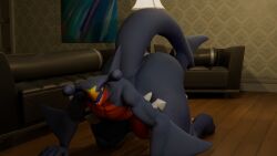 16:9 3d_(artwork) anthro big_butt big_penis butt digital_media_(artwork) draigox593 garchomp generation_4_pokemon genitals hi_res huge_butt inside male nintendo penis pokemon pokemon_(species) solo widescreen