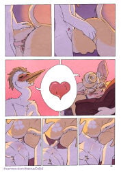 5_fingers anthro anthro_on_anthro anthro_penetrated anthro_penetrating anthro_penetrating_anthro anus avian balls bed bedroom bird blush bodily_fluids bottomless bottomless_anthro bottomless_female bovid bovine butt cattle cattle_egret clothed clothed/nude clothed_anthro clothed_female clothing clover_(kantachibli) comic duo feathers female female_penetrated fingers fur furniture genitals heart_symbol heron hi_res humanoid_hands interspecies kantachibli legwear lingerie male male/female male_penetrating male_penetrating_female mammal nude nude_anthro nude_male on_bed page_number pelecaniform penetration penile penile_penetration penis penis_in_vagina phillip_(kantachibli) pictographics sex speech_bubble stockings sweat tan_body tan_fur text url vaginal vaginal_penetration vulva white_body white_feathers