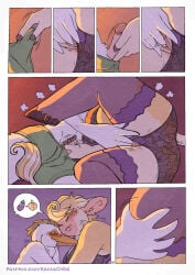5_fingers anthro anthro_on_anthro avian bedroom bird blush bovid bovine boxers_(clothing) breasts butt cattle cattle_egret clothed clothed_anthro clothed_female clothed_male clothing clothing_aside clover_(kantachibli) comic duo erection erection_under_clothing feathers female fingering fingers fur genitals handjob heron hi_res hooves humanoid_hands interspecies interspecies_romance kantachibli legwear lingerie lying male male/female mammal on_side page_number panties panties_aside pelecaniform penile penis phillip_(kantachibli) pictographics romantic romantic_ambiance romantic_couple sex speech_bubble stockings tan_body tan_fur text topless topless_anthro topless_male underwear underwear_aside url vaginal vaginal_fingering vulva white_body white_feathers