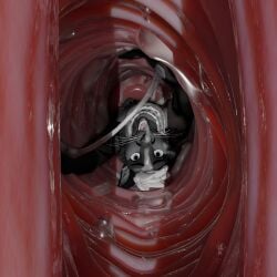 1:1 3d_(artwork) absurd_res animal_genitalia anthro aydan_(aydanfox) aydultcontent bandai_namco black_body black_fur bodily_fluids canid canine cervix digimon digimon_(species) digital_media_(artwork) dominant dominant_female duo female forced fox fur gaping gaping_vagina genital_fluids genitals hi_res internal internal_vaginal macro male male/female mammal micro micro_prey renamon size_difference unbirthing unwilling_prey vaginal vaginal_fluids vore vulva