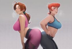 2girls ai_generated ass big_ass big_breasts breasts cartoon_network crossover curvaceous curvy curvy_figure delia_ketchum_(pokemon) dexter's_laboratory dexter's_mom digital_media_(artwork) female game_freak hips hourglass_figure huge_ass huge_breasts large_ass large_breasts leggings legs light-skinned_female light_skin mature mature_female milf mother nintendo phophopho pokemon round_ass slim_waist thick thick_hips thick_legs thick_thighs thighs voluptuous waist wide_hips