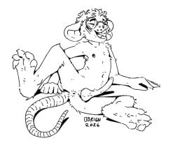 6:5 anthro blush chip_(obrien) erection eyewear eyewear_only feet foreskin genitals glasses glasses_only hindpaw male mammal monochrome mouse murid murine nipples nude obrien_(artist) open_mouth open_smile paws penis rodent simple_background skinny smile soles solo wearing_glasses