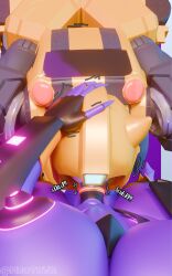 2026 3d 3d_(artwork) 3d_render airachnid autobot big_breasts blowjob blue_eyes bumblebee_(transformers) cybertronian decepticon femboy futa_on_male futanari male mengsk purple_body robot robot_futa robot_male throat_fuck transformers yellow_body