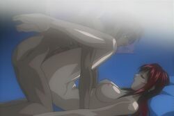 1boy 1girls adult_and_teenager age_difference ass bed bedroom bible_black bible_black_night_of_the_walpulgiss black_hair bouncing_breasts breasts closed_eyes closed_mouth completely_nude earrings female jewelry large_breasts lipstick long_hair lying mature_female mature_male minase_taki moaning nipples nude older_female_and_younger_male penis penis_grab red_hair tagme takashiro_hiroko teacher teacher_and_student