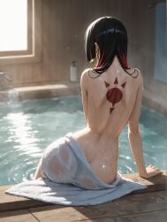 1girls ai_generated back_view black_hair boa_hancock branding_mark earrings female female_only hime_cut one_piece rear_view solo solo_female tagme tenryuubito_mark