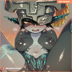 2026 ai_assisted ai_generated big_breasts blushing blushing_at_viewer blushing_female cute cute_face embarrassed embarrassed_nude_female freckled_face hands_on_pussy heart high_resolution highres huge_nipples lips looking_at_viewer merythefairy midna navel nipples patreon pov short_hair shortstack_female smaller_female solo solo_focus tagme the_legend_of_zelda the_legend_of_zelda:_twilight_princess trembling
