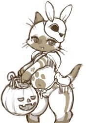 2024 3:4 anthro biped candy candy_cane capcom clothing curvy_figure dessert digital_drawing_(artwork) digital_media_(artwork) digitigrade dipstick_tail diru facial_markings felid felyne female female_anthro food footprint front_view fur genitals gloves_(marking) halloween_bucket head_markings hi_res ineffective_clothing innie_vulva leg_markings lynian mammal markings mask monochrome monster_hunter mostly_nude mostly_nude_anthro mostly_nude_female multicolored_body multicolored_fur muzzle_(marking) navel palico pawprint pawprint_(marking) sepia simple_background socks_(marking) solo tail tail_markings thick_thighs two_tone_body two_tone_fur vulva whiskers white_background