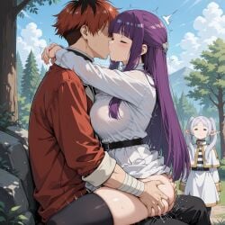 1boy 2girls ai_generated fern_(sousou_no_frieren) frieren frieren_beyond_journey's_end sousou_no_frieren stark_(sousou_no_frieren) tagme voyeur voyeurism