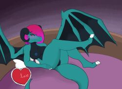 alicechaos anthro blush breasts dragon drayx female genitals mythological_creature mythological_scalie mythology scalie solo text vulva