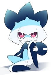 blue_body female genitals godforgiveme4 hi_res humanoid nude pal_(species) palworld pocketpair presenting red_eyes simple_background solenne_(pal) solo vulva white_body