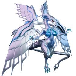 1:1 2026 3d_(artwork) 4_fingers 4_wings alpha_channel anthro areola big_breasts big_butt blue-eyes_abyss_dragon blue_areola blue_body blue_eyes blue_nipples blue_vulva breasts butt claws curvy_figure deep-eyes_white_dragon digital_media_(artwork) dragon duel_monster feet female fingers floating full-length_portrait genitals hi_res konami looking_at_viewer metallic_body multi_wing multicolored_body mythological_creature mythological_scalie mythology nipples nude open_mouth portrait pose scalie sharp_teeth simple_background solo tail teeth thick_thighs toes tongue vulva white_body wide_hips wings xionxiii yu-gi-oh!