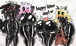 2boys 2girls big_ass big_breasts big_penis cinnamon_(oxyoxyoxyox) female femboy latex licorice_(oxyoxyoxyox) marshmallow_(oxyoxyoxyox) oxyoxyoxyox toffee_(oxyoxyoxyox)