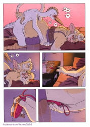 5_fingers anthro anthro_on_anthro anthro_penetrated anthro_penetrating anthro_penetrating_anthro avian bed bedroom bird blush bodily_fluids bottomless bottomless_anthro bottomless_female bovid bovine butt cattle cattle_egret clothed clothed/nude clothed_anthro clothed_female clothing clover_(kantachibli) comic duo feathers female female_penetrated fingers fur furniture genitals heart_symbol heron hi_res humanoid_hands interspecies kantachibli legwear lingerie male male/female male_penetrating male_penetrating_female mammal nude nude_anthro nude_male on_bed page_number pelecaniform penetration penile penile_penetration penis penis_in_vagina phillip_(kantachibli) pictographics sex sex_toy speech_bubble stockings sweat tan_body tan_fur text url vaginal vaginal_penetration vibrator white_body white_feathers