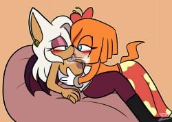 alternate_universe anthro bat breast_fondling breast_play breasts clothed clothing duo echidna female female/female fondling hand_on_breast making_out mammal monotreme narrowed_eyes partially_clothed rouge_the_bat sega sonic_adventure sonic_the_hedgehog_(series) the_night_club_au tikal_the_echidna tongue tongue_out zurzure