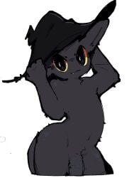 absurd_res anthro balls black_body black_fur blush clothing domestic_cat felid feline felis fur genitals hachi92828 hat headgear headwear hi_res javi_(k1ko) looking_at_viewer male mammal penis solo tail witch_hat yellow_eyes