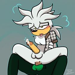 1:1 alternate_universe anal anal_penetration anthro bodily_fluids clothed clothing dripping duo erection eulipotyphlan faceless_character faceless_male genital_fluids hedgehog male male/male mammal partially_clothed penetration precum precum_drip sega silver_the_hedgehog sonic_the_hedgehog_(series) the_night_club_au tongue tongue_out zurzure
