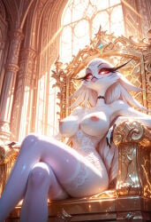 ai_generated avian avian_humanoid demon female female_only garter_belt garter_straps hellaverse helluva_boss lingerie milf nipples royal solo_focus stella_(helluva_boss) thigh_highs thighhighs vivienne_medrano vivziepop