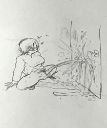 2d bottomless girl pee peeing piss pissing pubic_hair sketch squatting urination urine urine_stream