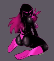 ass black_body female female_only madness:_project_nexus madness_combat pink_eyes pink_hair pink_nipples stygian_(madness_combat) sunnypawsy