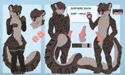 absurd_res anthro arm_warmers armwear blue_eyes clothing felid femboy fur genitals hi_res legwear locknvt male mammal markings model_sheet multicolored_body pantherine penis shepherdsnow snow_leopard solo spots spotted_body spotted_fur thigh_highs two_tone_body
