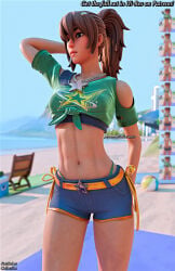 3d 3d_(artwork) abs belly clothed clothing darkbahamuth female fortnite navel pinup pj_(fortnite) sfw tummy