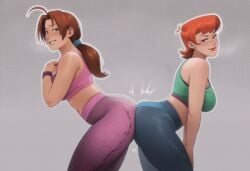 2girls ai_generated ass big_ass big_breasts breasts cartoon_network crossover curvaceous curvy curvy_figure delia_ketchum_(pokemon) dexter's_laboratory dexter's_mom digital_media_(artwork) female game_freak hips hourglass_figure huge_ass huge_breasts large_ass large_breasts leggings legs light-skinned_female light_skin mature mature_female milf mother nintendo phophopho pokemon round_ass slim_waist thick thick_hips thick_legs thick_thighs thighs voluptuous waist wide_hips