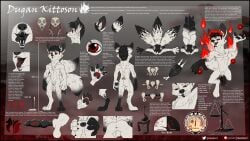 16:9 4k absurd_res animal_genitalia anthro anus ass_up balls black_border border butt canid canine dugan_(metalfoxt) dugan_kittoson english_text feet fox genitals hi_res hindpaw magic male male_only mammal metalfoxt model_sheet mythological_creature mythology paws short size_difference smaller_male solo spread_butt spreading text widescreen