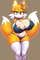 1girls ai_generated anthro areola_slip areolae ass bedroom_eyes blue_eyes bra breasts bubble_butt busty fat_ass female female_only fox fox_ears front_view gakapin genderswap_(mtf) giant_ass giant_breasts hourglass_figure huge_ass huge_breasts huge_thighs looking_at_viewer miles_prower nipple_bulge nipples nipples_visible_through_clothing novelai original original_artwork panties rule_63 small_waist smug sonic_(series) sonic_the_hedgehog_(series) tails tailsko thick thick_ass thick_thighs thighhighs voluptuous wide_hips yellow_fur