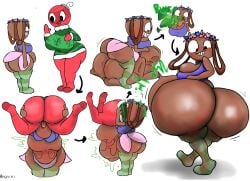 2girls ass ass_expansion bassie_(dandy's_world) big_ass bobette_(dandy's_world) burping dandy's_world digestion huge_ass larger_prey ngnini smaller_pred vore