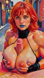 1ambiguous 1girls abs ai ai_generated ai_slop alley ambiguous ambiguous_gender ambiguous_on_bottom blue_eyes blue_lipstick blue_nail_polish breastless_shirt breasts enercell erection exposed_breasts faceless_ambiguous female female/ambiguous female_on_ambiguous female_on_top gloves halterneck large_breasts large_penis leather leather_gloves light-skinned_ambiguous light-skinned_female lipstick looking_at_viewer medium_hair muscular muscular_ambiguous muscular_female nail_polish neutral_expression nipples oc on_back original_character outdoors outercourse paizuri penis pubic_hair red_hair redhead sex sex_from_front shiny_body shiny_skin squeezing_breasts_together squeezing_own_breasts studded_leather tactical_gloves titfuck titjob vascular voluptuous voluptuous_female wavy_hair white_female