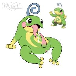 3_toes amphibian butthole eyes frog frog_tongue green_skin h0rnyforferal ibispaintx long_tongue looking_at_penis nintendo pink_butthole pokemon pokemon_(species) pokephilia politoed signature simple_coloring spread_legs tapering_penis tongue tongue_out transparent_background zoophila